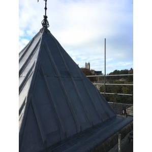 The lead bell tower at Downside Abbey's Stratton o